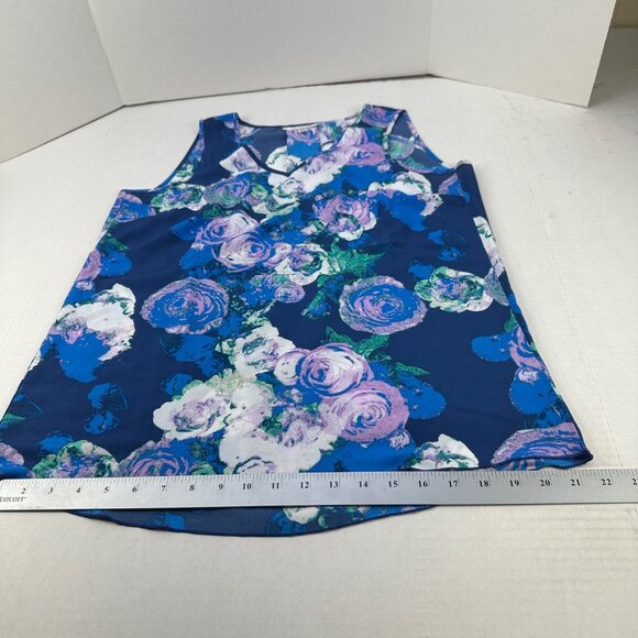 Charming Charlie Women's Size Small Blouse Sleeveless Blue Purple White Preowned - Picture 8 of 11